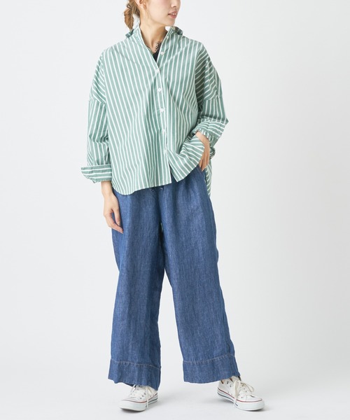 PUAL CE CIN（ピュアルセシン）の「７ｏｚリネンデニムパンツ（デニムパンツ・レディース・インディゴブルー/ブルー・FREE）」の10枚目の写真