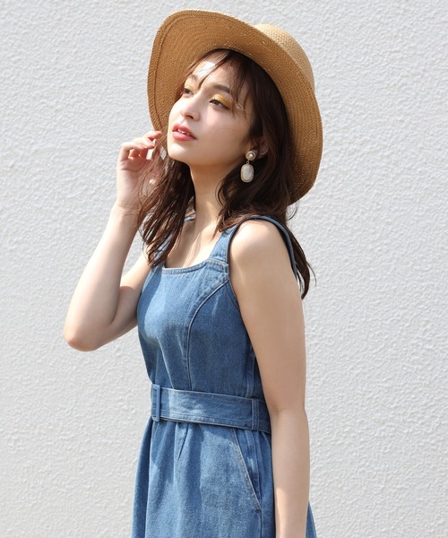 one after another NICE CLAUP（ワンアフターアナザーナイスクラップ）の「デニムジャンパースカート（ジャンパースカート・レディース・アイボリー/ネイビー/ブルー・FREE）」の7枚目の写真