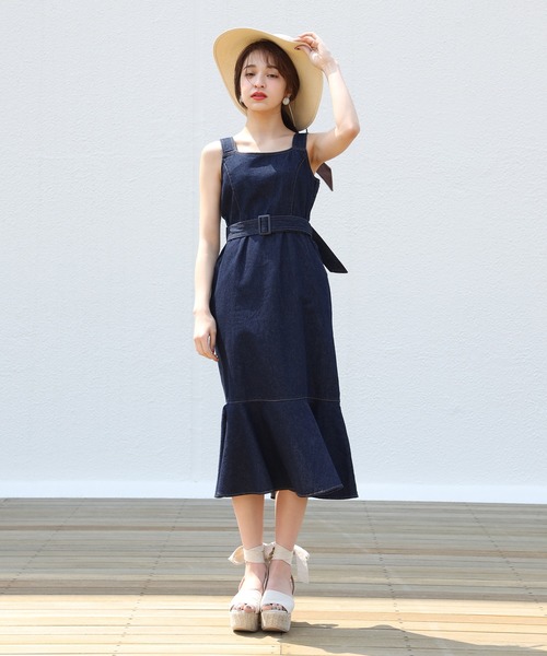 one after another NICE CLAUP（ワンアフターアナザーナイスクラップ）の「デニムジャンパースカート（ジャンパースカート・レディース・アイボリー/ネイビー/ブルー・FREE）」の19枚目の写真