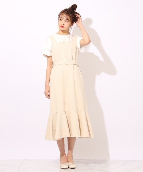 one after another NICE CLAUP（ワンアフターアナザーナイスクラップ）の「デニムジャンパースカート（ジャンパースカート・レディース・アイボリー/ネイビー/ブルー・FREE）」の15枚目の写真