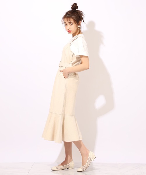 one after another NICE CLAUP（ワンアフターアナザーナイスクラップ）の「デニムジャンパースカート（ジャンパースカート・レディース・アイボリー/ネイビー/ブルー・FREE）」の16枚目の写真