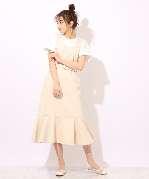 one after another NICE CLAUP（ワンアフターアナザーナイスクラップ）の「デニムジャンパースカート（ジャンパースカート・レディース・アイボリー/ネイビー/ブルー・FREE）」の17枚目の写真