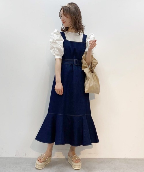 one after another NICE CLAUP（ワンアフターアナザーナイスクラップ）の「デニムジャンパースカート（ジャンパースカート・レディース・アイボリー/ネイビー/ブルー・FREE）」の22枚目の写真