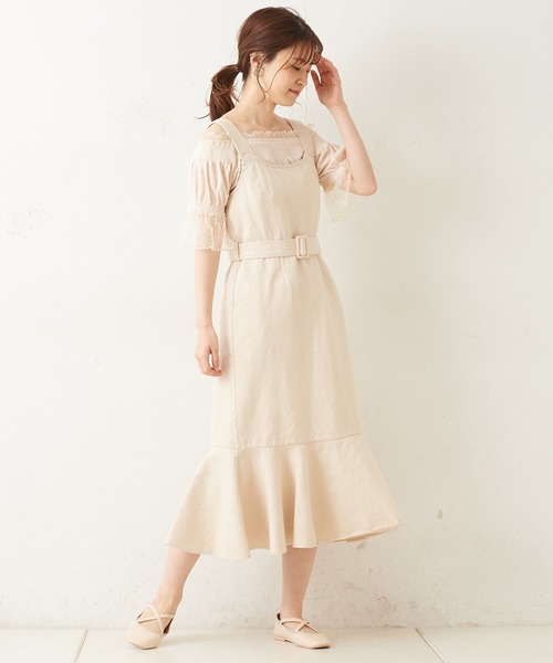 one after another NICE CLAUP（ワンアフターアナザーナイスクラップ）の「デニムジャンパースカート（ジャンパースカート・レディース・アイボリー/ネイビー/ブルー・FREE）」の18枚目の写真