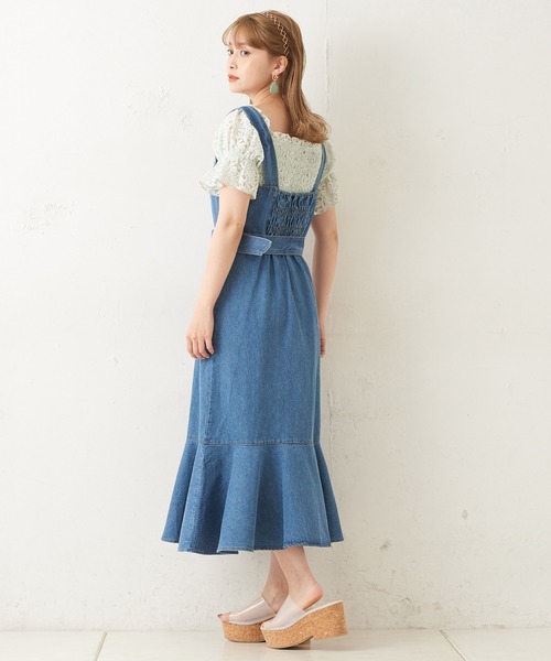 one after another NICE CLAUP（ワンアフターアナザーナイスクラップ）の「デニムジャンパースカート（ジャンパースカート・レディース・アイボリー/ネイビー/ブルー・FREE）」の10枚目の写真