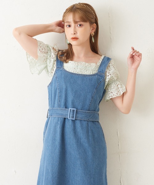 one after another NICE CLAUP（ワンアフターアナザーナイスクラップ）の「デニムジャンパースカート（ジャンパースカート・レディース・アイボリー/ネイビー/ブルー・FREE）」の13枚目の写真