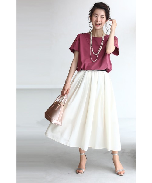 cawaii（カワイイ）の「伸びるストレッチ素材。蝶レース袖Tシャツトップス（Tシャツ/カットソー・レディース・ホワイト/ピンク系その他/ピンク・FREE）」の16枚目の写真