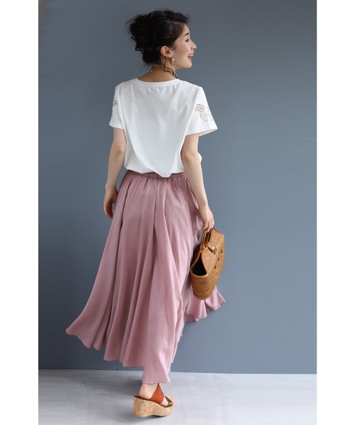 cawaii（カワイイ）の「伸びるストレッチ素材。蝶レース袖Tシャツトップス（Tシャツ/カットソー・レディース・ホワイト/ピンク系その他/ピンク・FREE）」の7枚目の写真