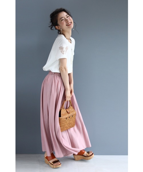 cawaii（カワイイ）の「伸びるストレッチ素材。蝶レース袖Tシャツトップス（Tシャツ/カットソー・レディース・ホワイト/ピンク系その他/ピンク・FREE）」の8枚目の写真