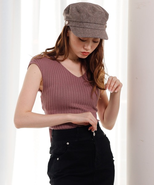 LIPSERVICE（リップサービス）の「ポイントパールキャスケット（キャスケット・レディース・ブラウン/ブラック・FREE）」の9枚目の写真