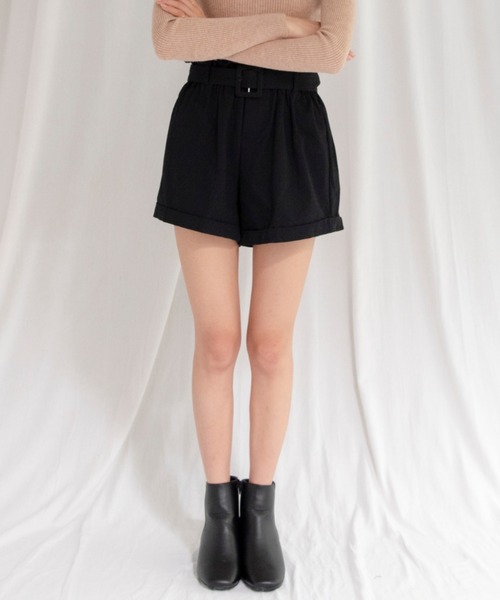 yuue' ( wear )（ユーイ）の「ベルト付きフレアショートパンツ（その他パンツ・レディース・ブラック/アイボリー・FREE）」の8枚目の写真