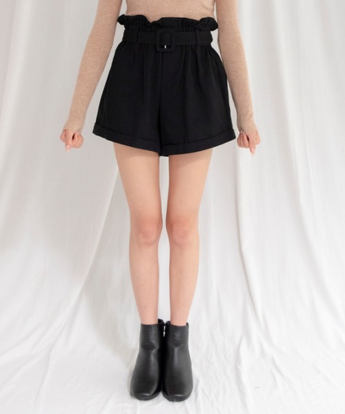 yuue' ( wear )（ユーイ）の「ベルト付きフレアショートパンツ（その他パンツ・レディース・ブラック/アイボリー・FREE）」の12枚目の写真