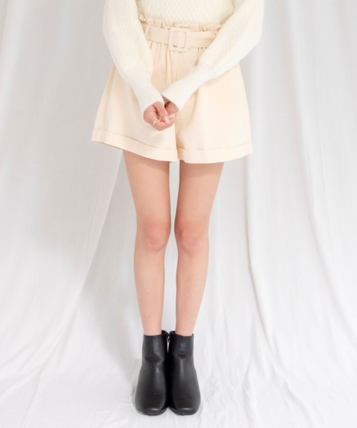 yuue' ( wear )（ユーイ）の「ベルト付きフレアショートパンツ（その他パンツ・レディース・ブラック/アイボリー・FREE）」の19枚目の写真