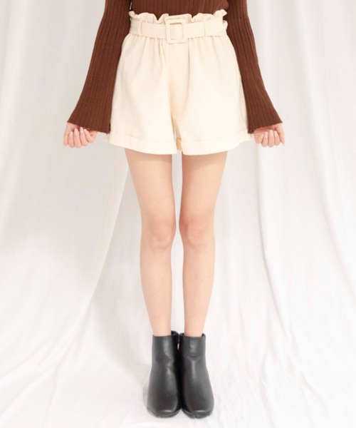 yuue' ( wear )（ユーイ）の「ベルト付きフレアショートパンツ（その他パンツ・レディース・ブラック/アイボリー・FREE）」の15枚目の写真