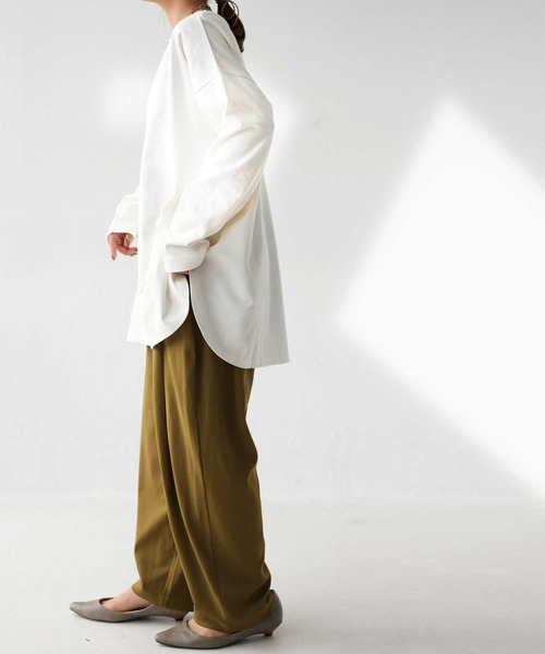 antiqua(アンティカ)の「コットンバスクT(Tシャツ/カットソー・レディース・アイボリー/ブルー系その他/ブラウン系その他/イエロー系その他/ネイビー/ブラック/ピンク系その他/ベージュ系その他/カーキ/オフホワイト・M/L/L/XL)」の13枚目の写真