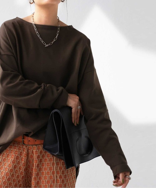 antiqua(アンティカ)の「コットンバスクT(Tシャツ/カットソー・レディース・アイボリー/ブルー系その他/ブラウン系その他/イエロー系その他/ネイビー/ブラック/ピンク系その他/ベージュ系その他/カーキ/オフホワイト・M/L/L/XL)」の14枚目の写真