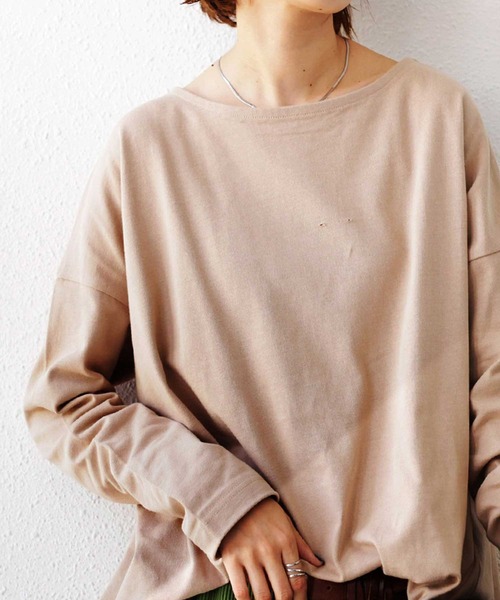 antiqua(アンティカ)の「コットンバスクT(Tシャツ/カットソー・レディース・アイボリー/ブルー系その他/ブラウン系その他/イエロー系その他/ネイビー/ブラック/ピンク系その他/ベージュ系その他/カーキ/オフホワイト・M/L/L/XL)」の17枚目の写真