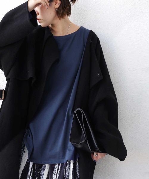 antiqua(アンティカ)の「コットンバスクT(Tシャツ/カットソー・レディース・アイボリー/ブルー系その他/ブラウン系その他/イエロー系その他/ネイビー/ブラック/ピンク系その他/ベージュ系その他/カーキ/オフホワイト・M/L/L/XL)」の20枚目の写真