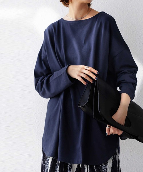 antiqua(アンティカ)の「コットンバスクT(Tシャツ/カットソー・レディース・アイボリー/ブルー系その他/ブラウン系その他/イエロー系その他/ネイビー/ブラック/ピンク系その他/ベージュ系その他/カーキ/オフホワイト・M/L/L/XL)」の21枚目の写真