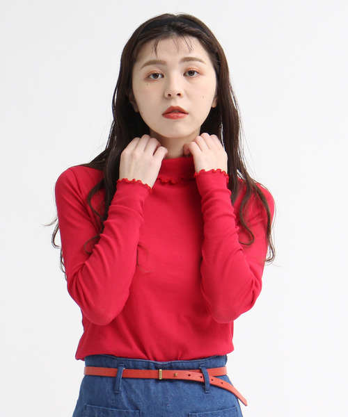 tシャツ テレコタートル レディース テチチ Te chichi テレコタートルネックトップス （ブラック