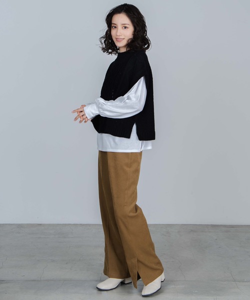 WEGO(ウィゴー)の「WEGO/ケーブルベストレイヤードロンT(ベスト・レディース・ブラック/アイボリー/グリーン系その他・FREE)」の7枚目の写真