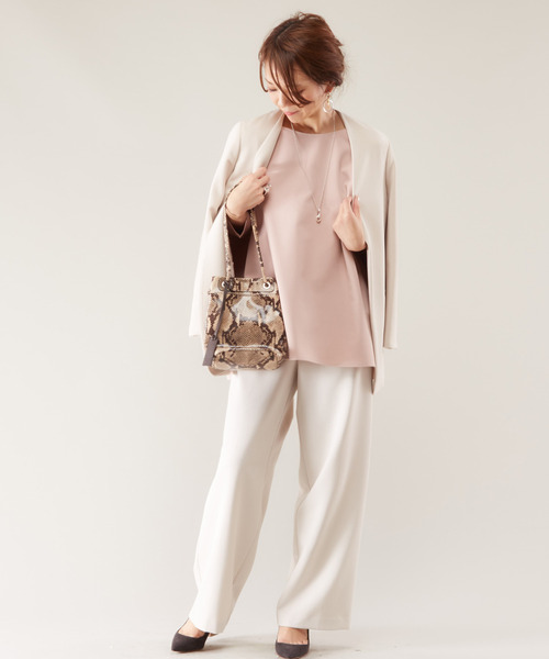 Liesse（リエス）の「ソフトストレートパンツ（その他パンツ・レディース・スミクロ/ライトベージュ/ピンクベージュ・S/M）」の5枚目の写真