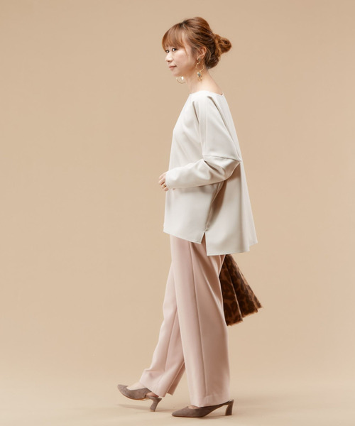 Liesse（リエス）の「ソフトストレートパンツ（その他パンツ・レディース・スミクロ/ライトベージュ/ピンクベージュ・S/M）」の19枚目の写真