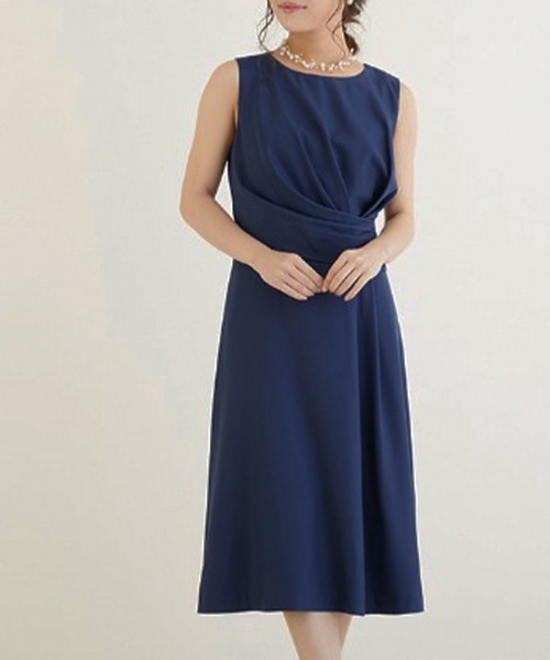 DRESS LAB(ドレスラボ)の「【結婚式/オケージョンドレス】ドレープデザインミモレ丈ワンピース(ドレス・レディース・ネイビー/イエロー/ボルドー・S/M/L)」の14枚目の写真