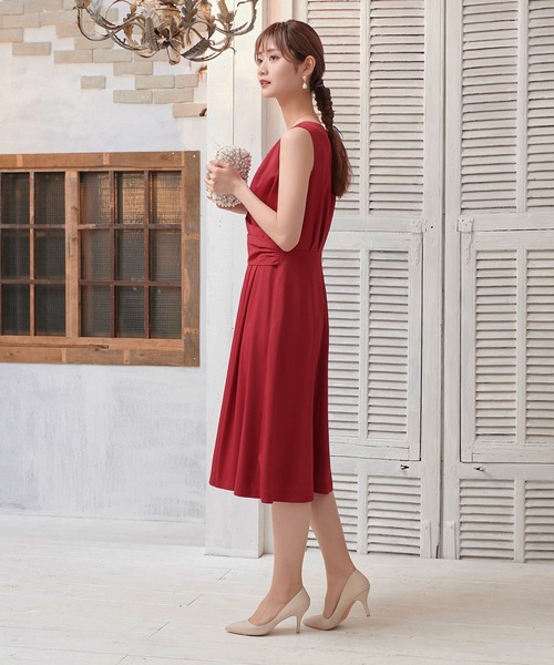 DRESS LAB(ドレスラボ)の「【結婚式/オケージョンドレス】ドレープデザインミモレ丈ワンピース(ドレス・レディース・ネイビー/イエロー/ボルドー・S/M/L)」の10枚目の写真