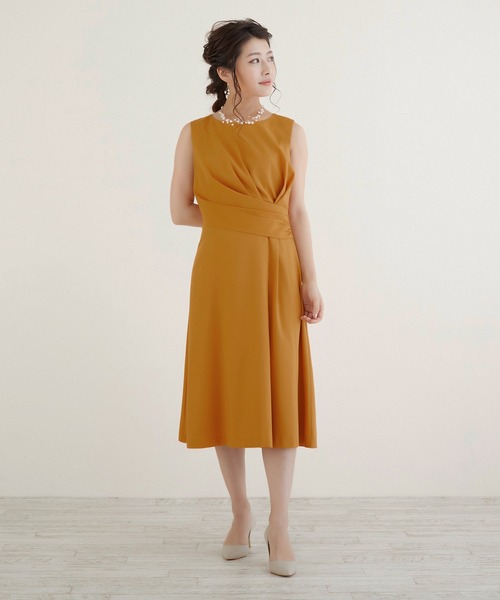 DRESS LAB(ドレスラボ)の「【結婚式/オケージョンドレス】ドレープデザインミモレ丈ワンピース(ドレス・レディース・ネイビー/イエロー/ボルドー・S/M/L)」の15枚目の写真