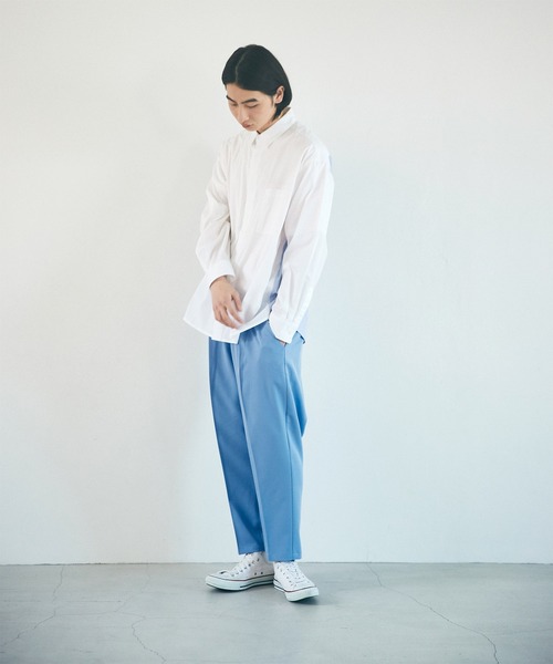 EMMA CLOTHES(エマクローズ)の「オーバーサイズストライプ切替シャツ【EMMA CLOTHES/エマクローズ】(シャツ/ブラウス・メンズ・ホワイト/サックスブルー・M/L)」の7枚目の写真