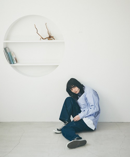 EMMA CLOTHES(エマクローズ)の「オーバーサイズストライプ切替シャツ【EMMA CLOTHES/エマクローズ】(シャツ/ブラウス・メンズ・ホワイト/サックスブルー・M/L)」の18枚目の写真