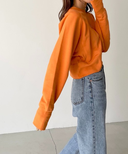 CANAL JEAN（キャナルジーン）の「RED CHOP WORKS(レッドチョップワークス) 裏毛ラグランクロップドトレーナー（スウェット・レディース・ホワイト/オレンジ/ミント/ライラック・ONE SIZE）」の17枚目の写真