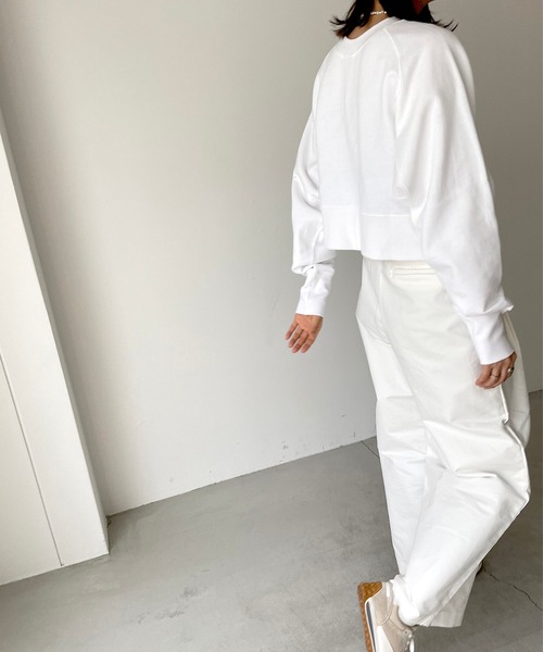 CANAL JEAN（キャナルジーン）の「RED CHOP WORKS(レッドチョップワークス) 裏毛ラグランクロップドトレーナー（スウェット・レディース・ホワイト/オレンジ/ミント/ライラック・ONE SIZE）」の7枚目の写真