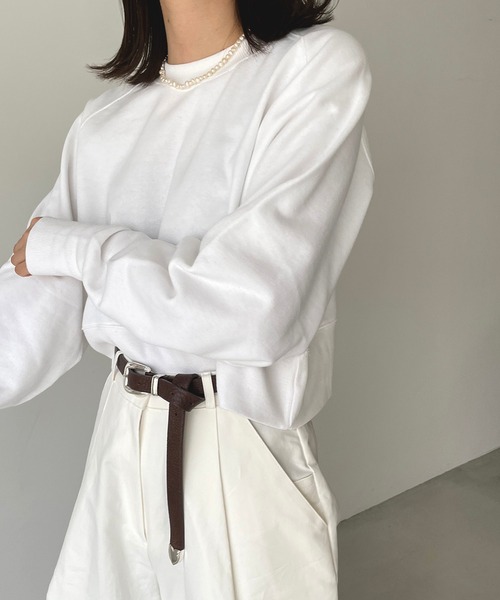 CANAL JEAN（キャナルジーン）の「RED CHOP WORKS(レッドチョップワークス) 裏毛ラグランクロップドトレーナー（スウェット・レディース・ホワイト/オレンジ/ミント/ライラック・ONE SIZE）」の15枚目の写真