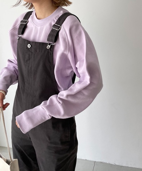 CANAL JEAN（キャナルジーン）の「RED CHOP WORKS(レッドチョップワークス) 裏毛ラグランクロップドトレーナー（スウェット・レディース・ホワイト/オレンジ/ミント/ライラック・ONE SIZE）」の6枚目の写真