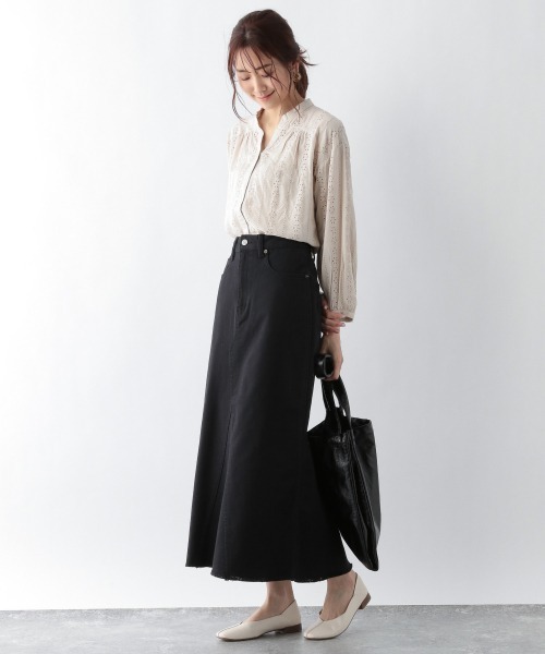 GLOBAL WORK（グローバルワーク）の「カットワークスキッパーブラウス/924441（シャツ/ブラウス・レディース・ホワイト/ブラック/ベージュ/ライトグリーン・SMALL/MEDIUM/LARGE）」の21枚目の写真