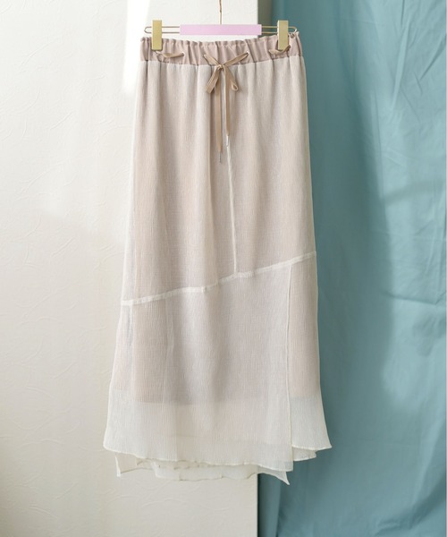 Eimee Law（エイミーロウ）の「プリーツ楊柳アイレットSK（スカート・レディース・チャコールグレー/ブラック/ベージュ・38）」の3枚目の写真