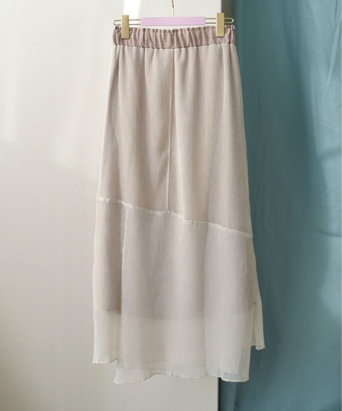 Eimee Law（エイミーロウ）の「プリーツ楊柳アイレットSK（スカート・レディース・チャコールグレー/ブラック/ベージュ・38）」の4枚目の写真