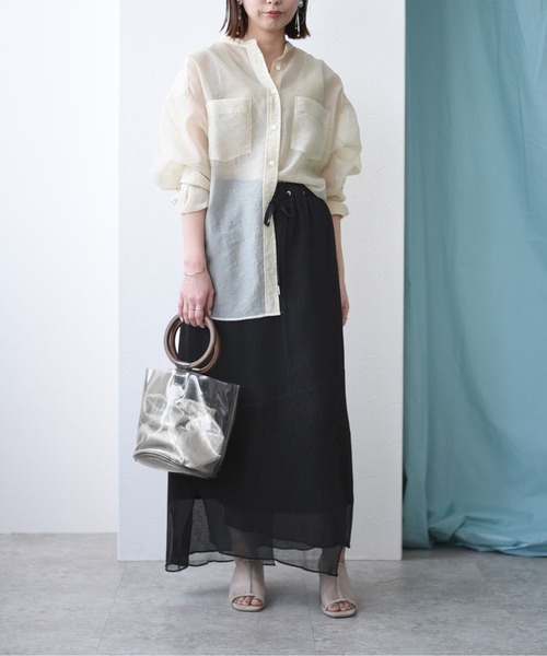 Eimee Law（エイミーロウ）の「プリーツ楊柳アイレットSK（スカート・レディース・チャコールグレー/ブラック/ベージュ・38）」の13枚目の写真