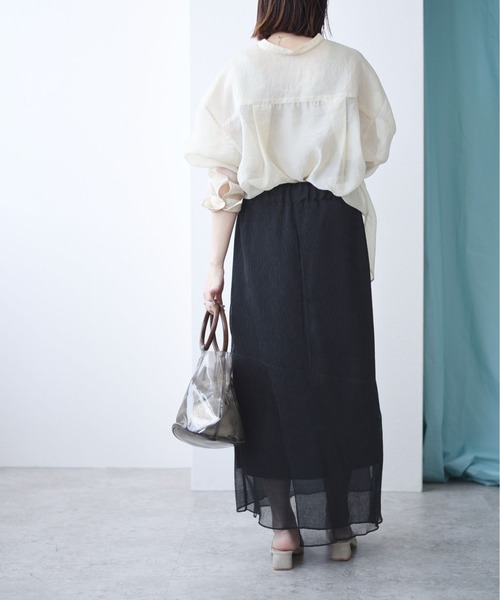 Eimee Law（エイミーロウ）の「プリーツ楊柳アイレットSK（スカート・レディース・チャコールグレー/ブラック/ベージュ・38）」の15枚目の写真