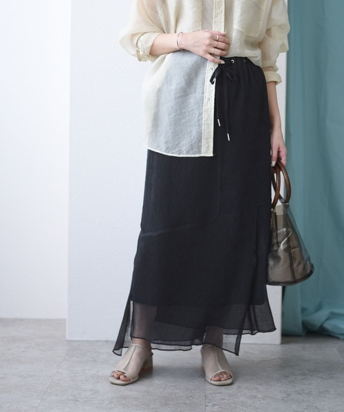 Eimee Law（エイミーロウ）の「プリーツ楊柳アイレットSK（スカート・レディース・チャコールグレー/ブラック/ベージュ・38）」の10枚目の写真