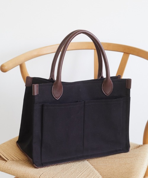 CRAFT STANDARD BOUTIQUE(クラフトスタンダードブティック)の「ガーデンバッグ *(トートバッグ・レディース・ブラック/オフホワイト・FREE)」の1枚目の写真