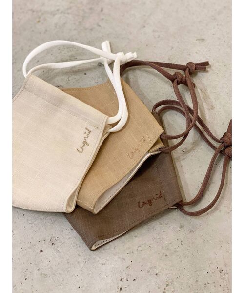 Ungrid（アングリッド）の「Ungridコットンリネンマスク（マスク・レディース・アイボリー/ベージュ/ダークブラウン・FREE）」の4枚目の写真