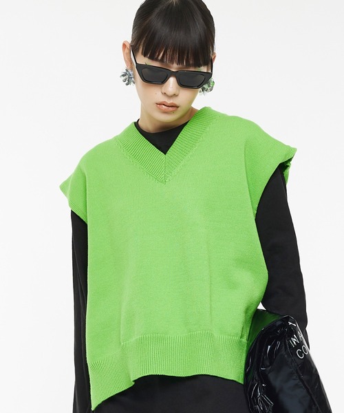 Narcissus（ナルシス）の「【Narcissus】Vニットベスト（ベスト・レディース・グリーン/グレー/ブラック・FREE）」の3枚目の写真