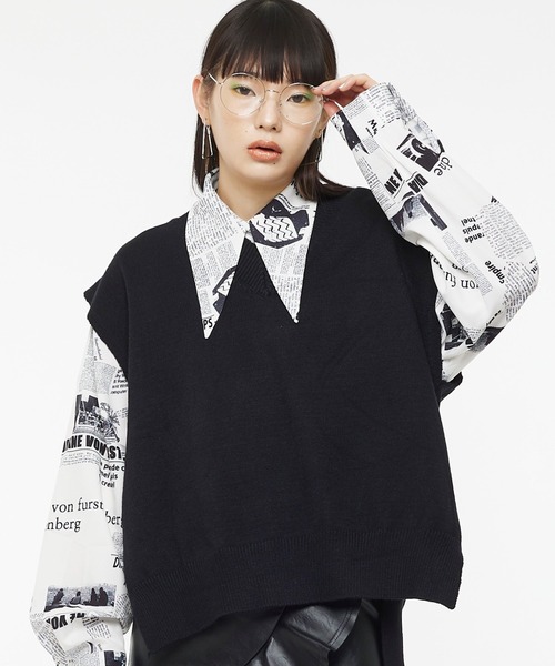 Narcissus（ナルシス）の「【Narcissus】Vニットベスト（ベスト・レディース・グリーン/グレー/ブラック・FREE）」の16枚目の写真