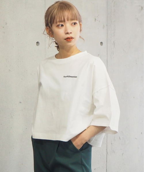 セール】【2025SS新色登場！】ショート丈前後プリントTシャツ（Tシャツ