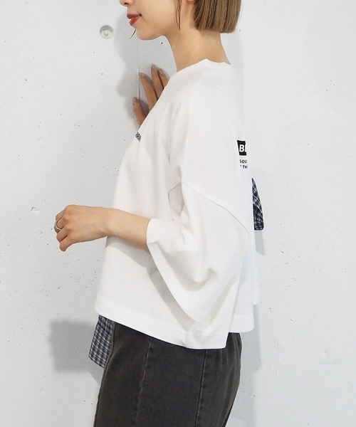 tiptop(ティップトップ)の「【2025SS新色登場!】ショート丈前後プリントTシャツ(Tシャツ/カットソー・レディース・ブラック/ブルー/モカ/ホワイト系その他/ブラック系その他/オフホワイト/ホワイト系その他2/イエロー/ブラック系その他2/ライトブルー/ブラック系その他3/ホワイト系その他3/ホワイト系その他4/ブラック系その他4・FREE)」の20枚目の写真