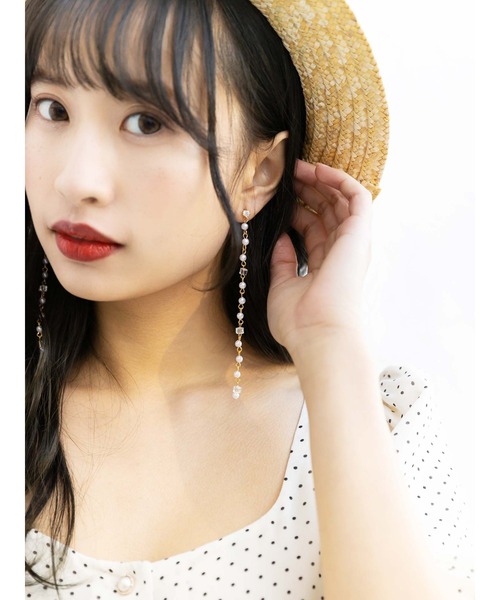 Honey Salon（ハニーサロン）の「キュービックロングピアス（ピアス（両耳用）・レディース・ホワイト/パープル・FREE）」の3枚目の写真