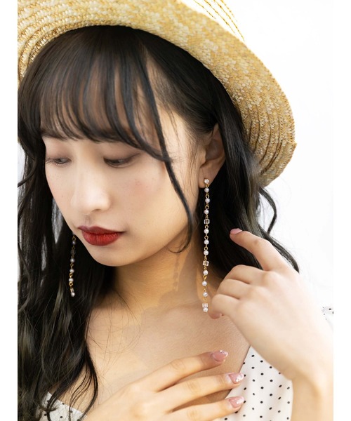 Honey Salon（ハニーサロン）の「キュービックロングピアス（ピアス（両耳用）・レディース・ホワイト/パープル・FREE）」の18枚目の写真